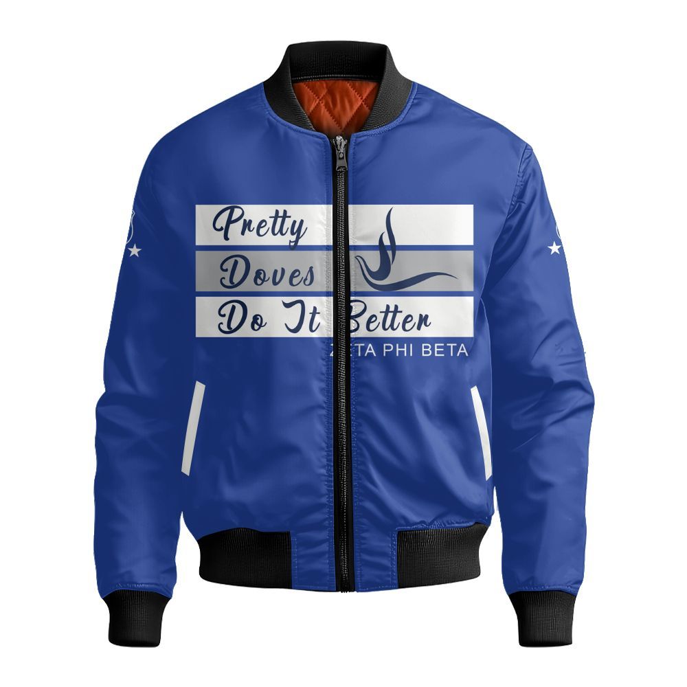 Ireishprint Zeta Phi Beta Shirt, Zeta Blue Dove Style 1920 Sorority Bomber Jacket