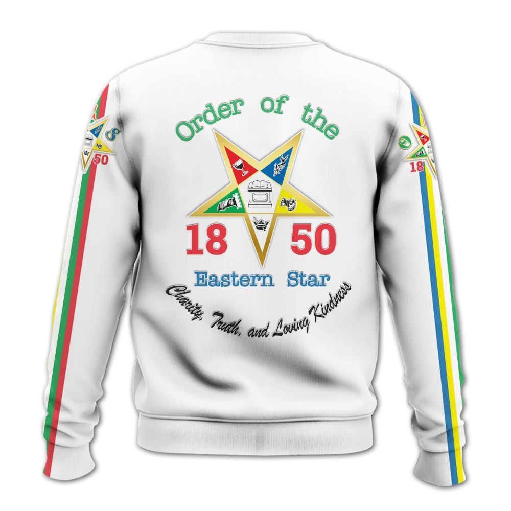 Ireishprint OES Custom Legacy Shirt, White Multicolor Line Emblem Order Of The Eastern Star OES Sweatshirt
