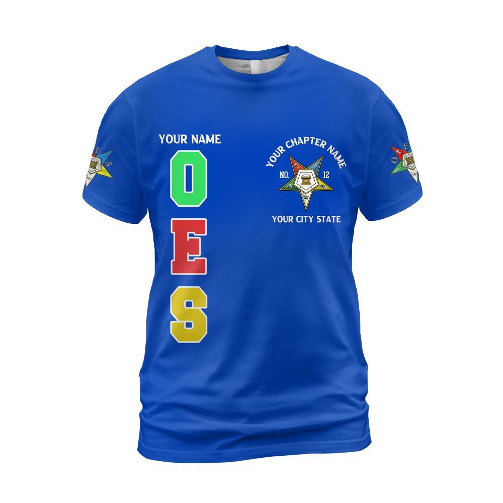 Ireishprint OES Custom Custom Legacy Shirt, Customize Color Block Blue Order Of The Eastern Star OES Shirt
