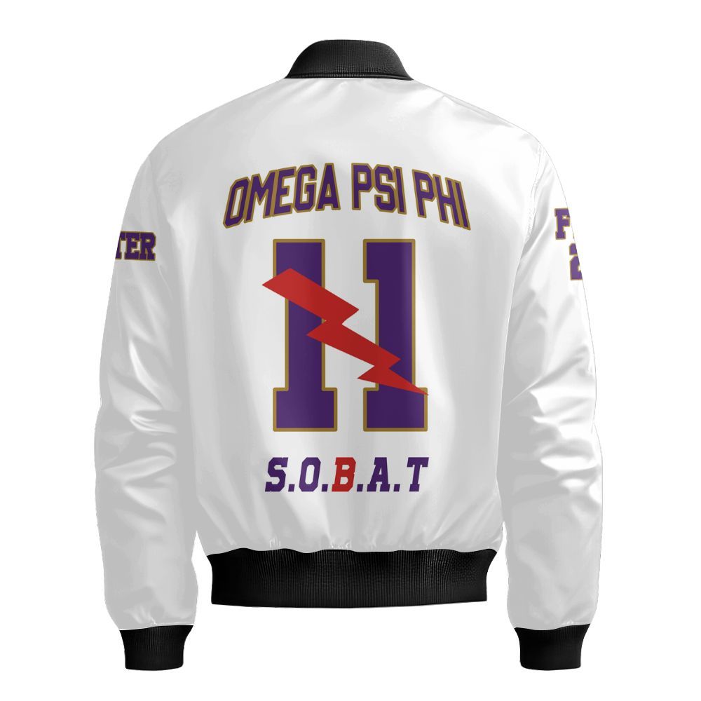 Ireishprint ΩΨΦ Custom Chapter Shirt, Personalized White Sleeves Shirt Omega 1911 ΩΨΦ Fraternity Bomber Jacket