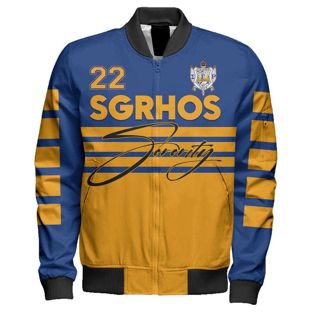 Sigma Gamma Rho Sporty Premium Sleeve Zip Bomber Jacket