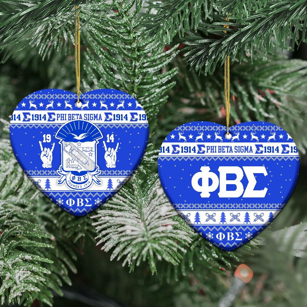 Ireishprint Phi Beta Sigma Ceramic Ornament, Royal Blue 1914 Fraternity Christmas Inspired Pattern Ornament