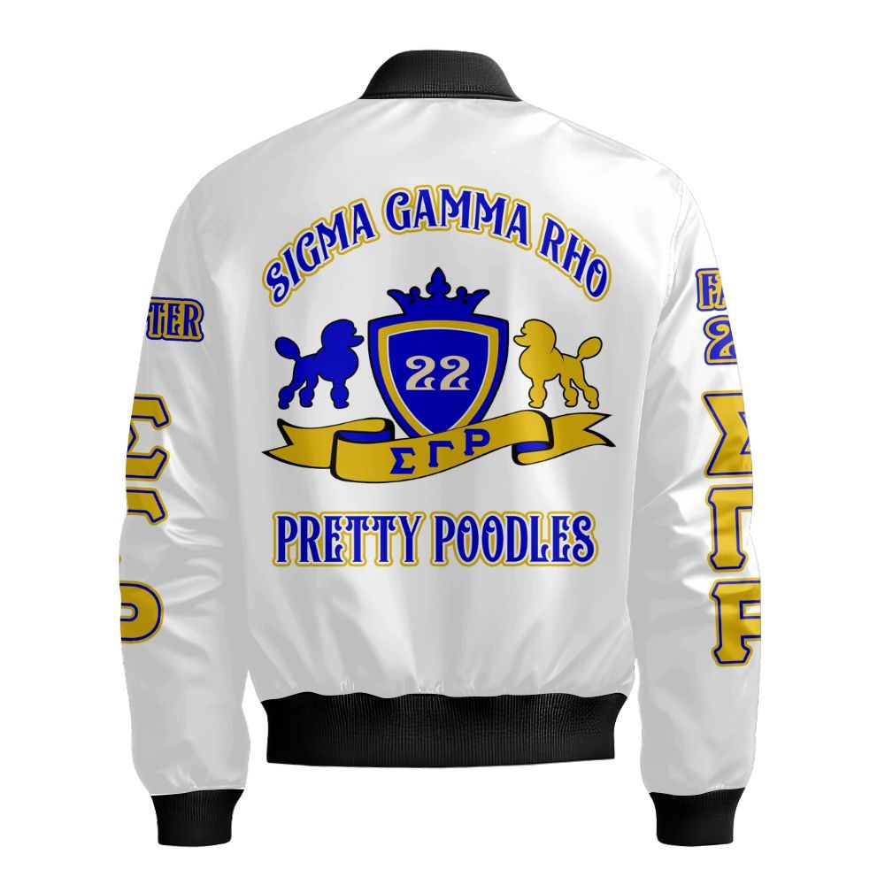 Ireishprint Sigma Gamma Rho Custom Chapter Cardigan, Personalized Poodle Cardigan Sigma Gamma Rho Sorority Bomber Jacket