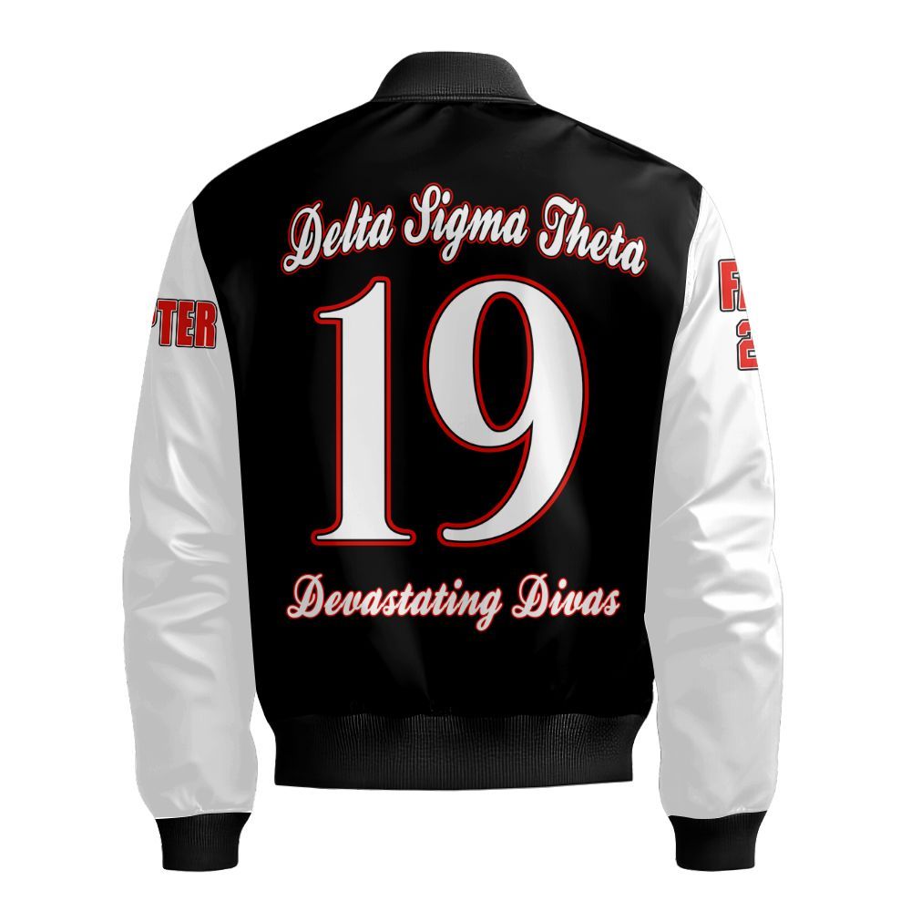Ireishprint Delta Sigma Theta Custom Chapter Stitched Jacket, Sisterhood Delta Sigma Theta Sorority Embroidered Bomber Jacket