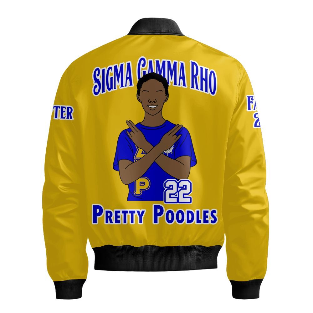 Ireishprint Sigma Gamma Rho Custom Chapter Shirt, Personalized Gold Shirt Sigma Gamma Rho 1922 Sorority Bomber Jacket