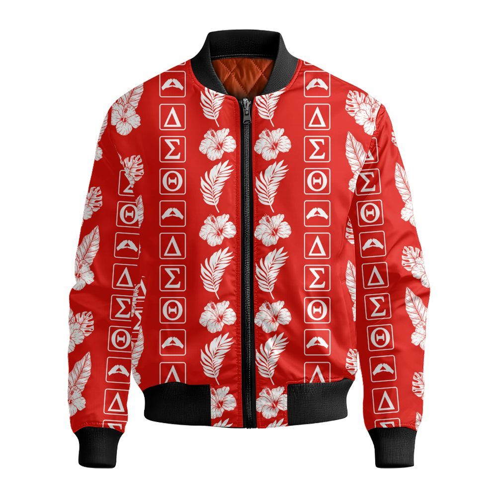 Ireishprint Delta Sigma Theta Hawaii Shirt, Tropical Hawaii Shirt Delta Sigma Theta Sorority Bomber Jacket