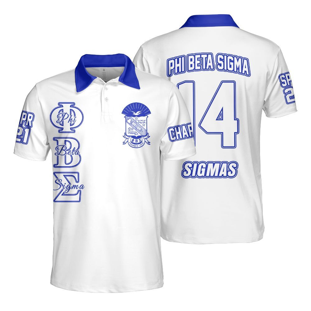 Ireishprint ΦΒΣ Custom Chapter Polo Shirt, Personalized White Polo Shirt 1914 Fraternity Polo Shirt
