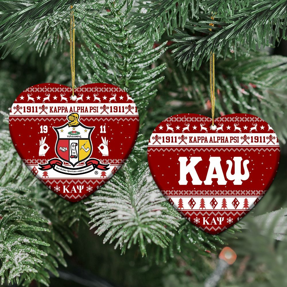 Ireishprint ΚΑΨ Ceramic Ornament, Kappa Krimson Fraternity Ceramic Christmas Inspired Pattern Ornament