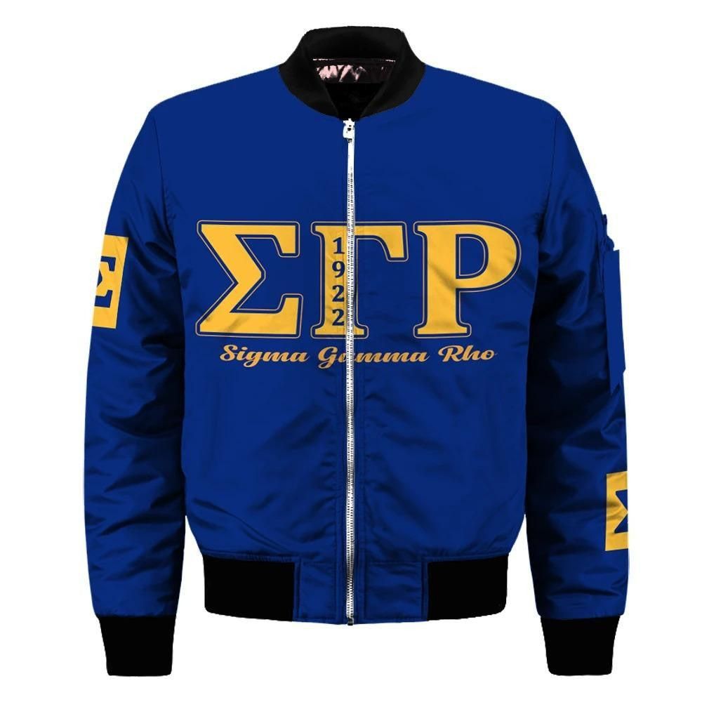 Lux Sigma Gamma Rho Diamond Poodle Sleeve Zip Bomber Jacket