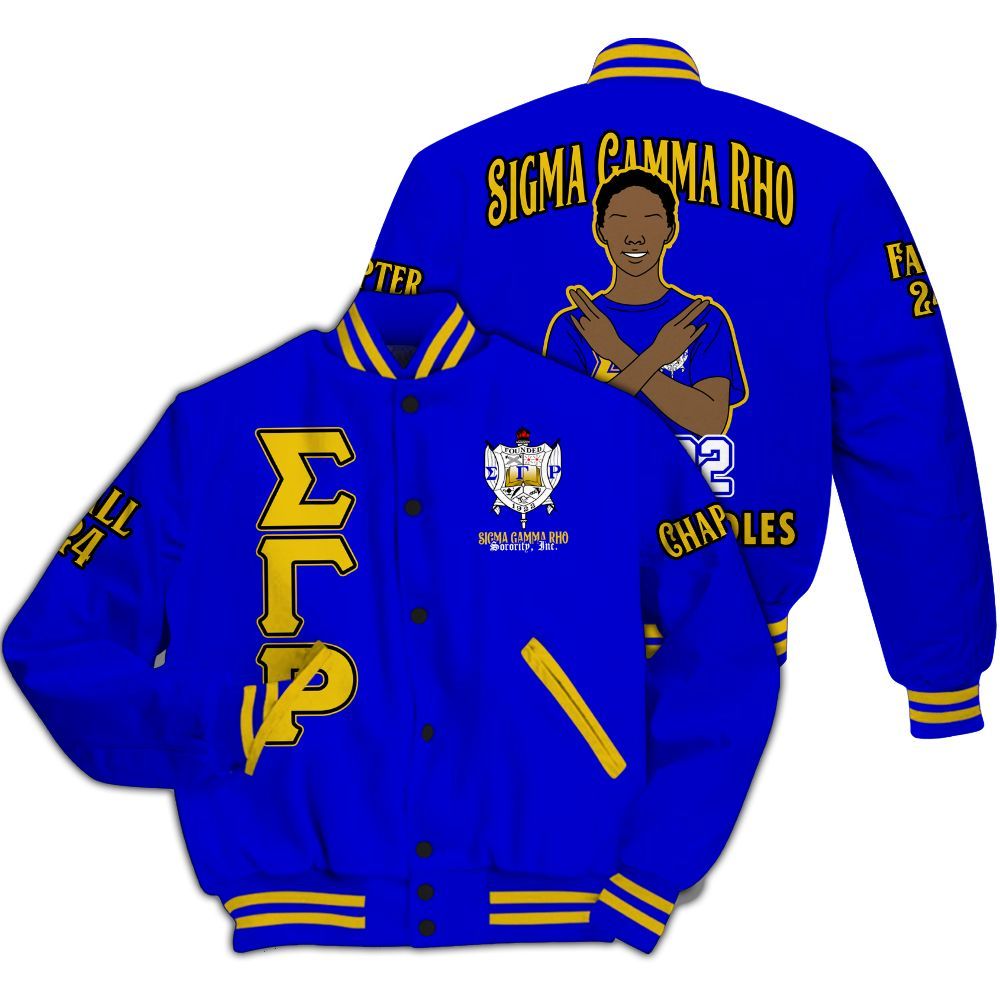 Ireishprint Sigma Gamma Rho Custom Chapter Varsity Jacket, Personalized Royal Blue Jacket Sigma Gamma Rho 1922 Sorority Jacket