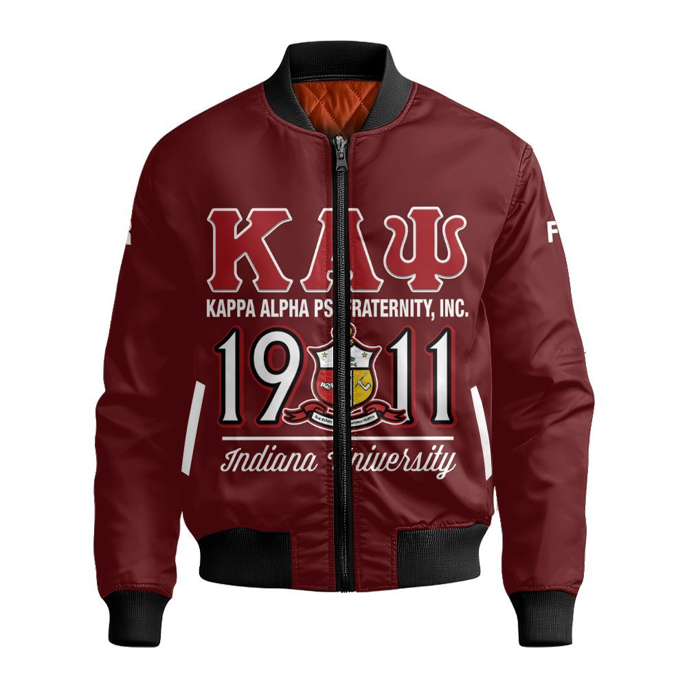 Ireishprint ΚΑΨ Custom Probate Line Shirt, Personalized Krimson Red ΚΑΨ 1911 Fraternity Bomber Jacket