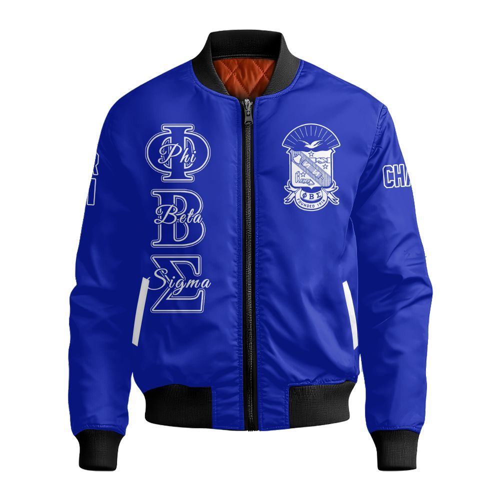 Ireishprint ΦΒΣ Custom Chapter Shirt, Personalized Royal Blue Shirt 1914 Fraternity Bomber Jacket