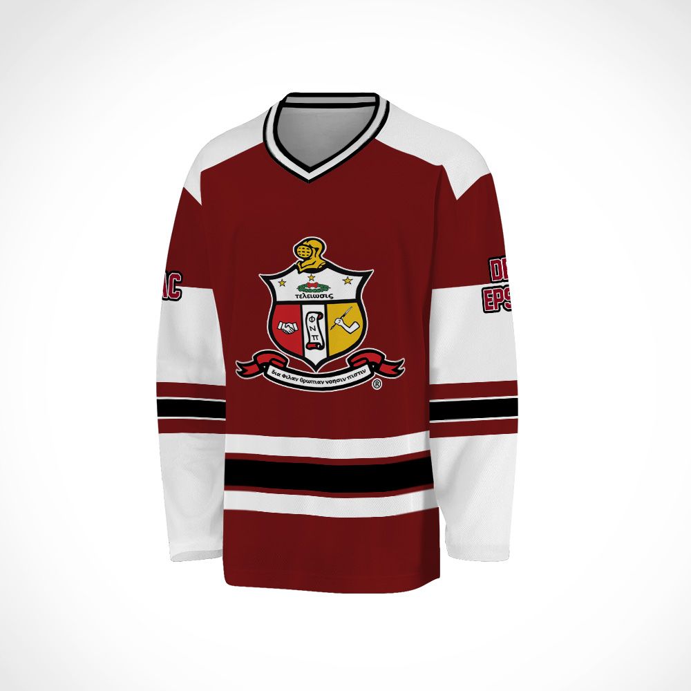 Ireishprint ΚΑΨ Custom Chapter Hockey Jersey, Kimson Red Burgundy Simple Style 1911 Fraternity Hockey Jersey