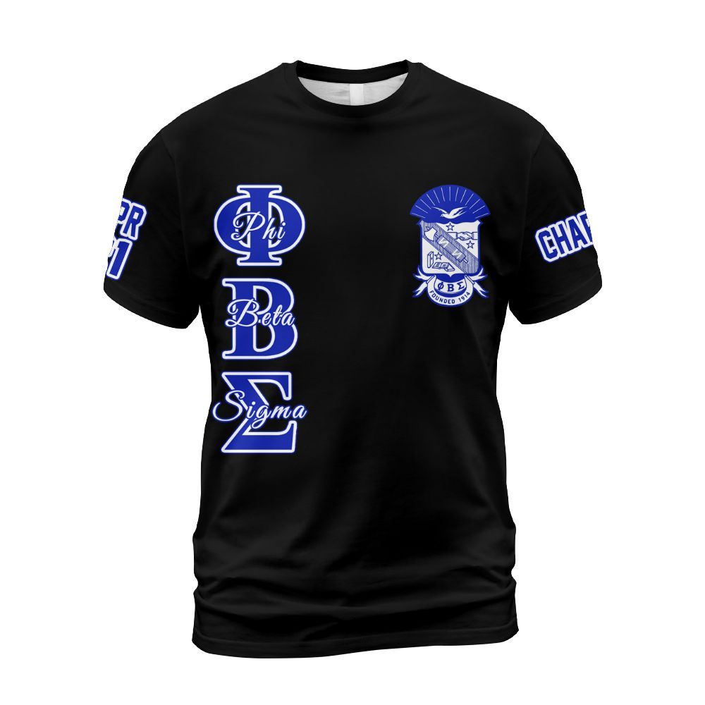 Ireishprint ΦΒΣ Custom Chapter Shirt, Personalized Black Royal Blue Shirt 1914 Fraternity Shirt