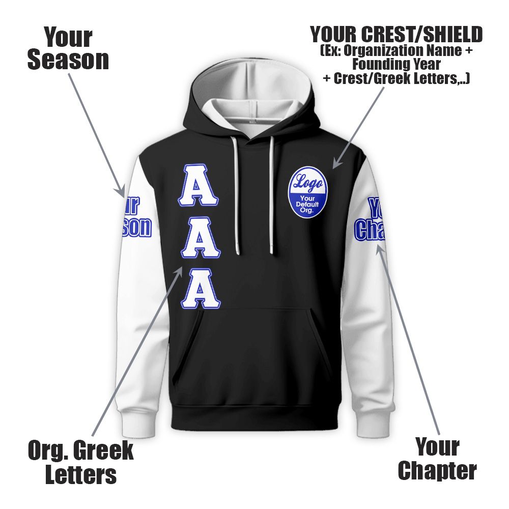 Custom Chapter Hoodie, Phi Beta Sigma Royal Blue White Sleeve 1914 Fraternity Hoodie