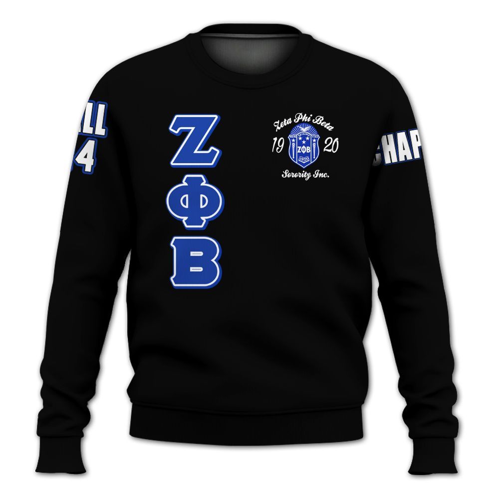 Ireishprint Zeta Phi Beta Custom Chapter Shirt, Zeta Queen Z Phi B Black 1920 Sorority Sweatshirt