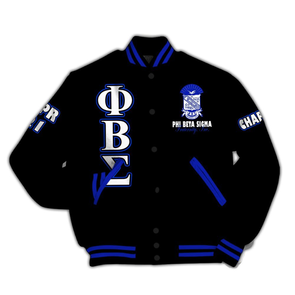Ireishprint ΦΒΣ Custom Chapter Varsity Jacket, Personalized Black Jacket ΦΒΣ 1914 Fraternity Jacket