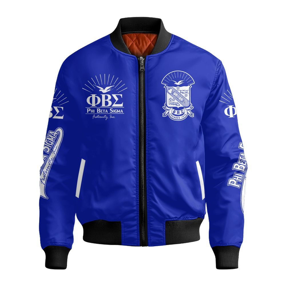 Ireishprint ΦΒΣ Bomber Jacket, Founded 1914 Royal Blue Jacket 1914 Fraternity Bomber Jacket