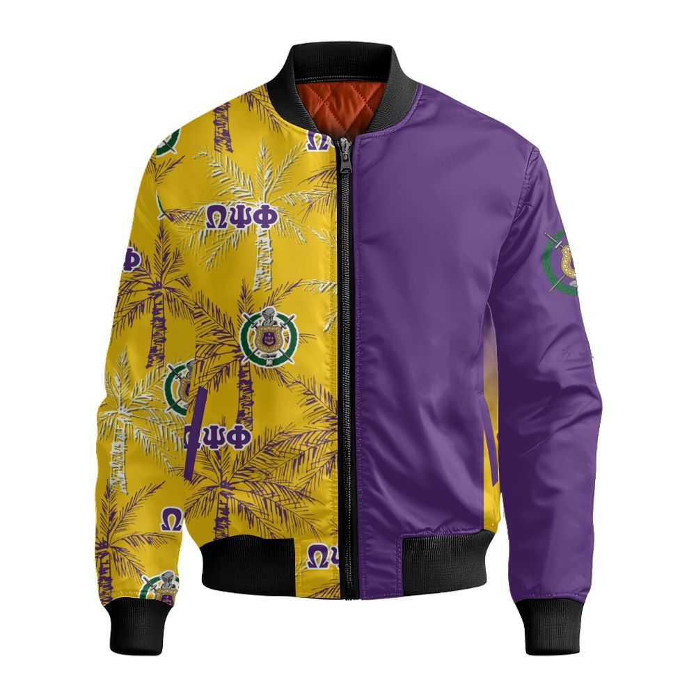 Ireishprint ΩΨΦ Hawaii Short, Palm Tree Hawaii Short ΩΨΦ Fraternity Bomber Jacket