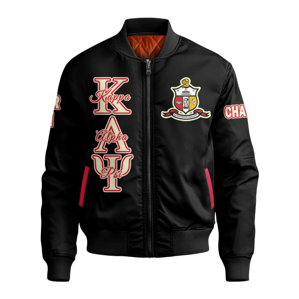 Ireishprint ΚΑΨ Custom Chapter Varsity Jacket, Personalized Black Varsity Jacket ΚΑΨ Fraternity Bomber Jacket