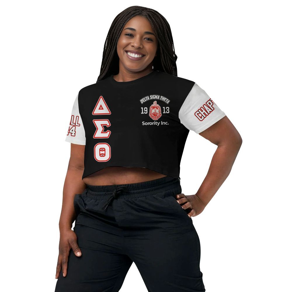 Ireishprint Delta Sigma Theta Custom Chapter Crop Shirt, Delta Sigma Theta Retro Style White 1913 Sorority Crop Top