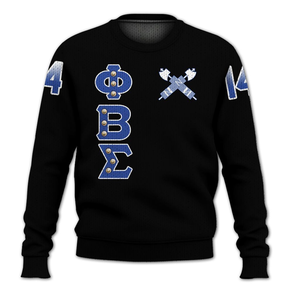 Ireishprint ΦΒΣ Shirt, Dove Black Duo Royal Blue Style 1914 Fraternity Knitted Sweater
