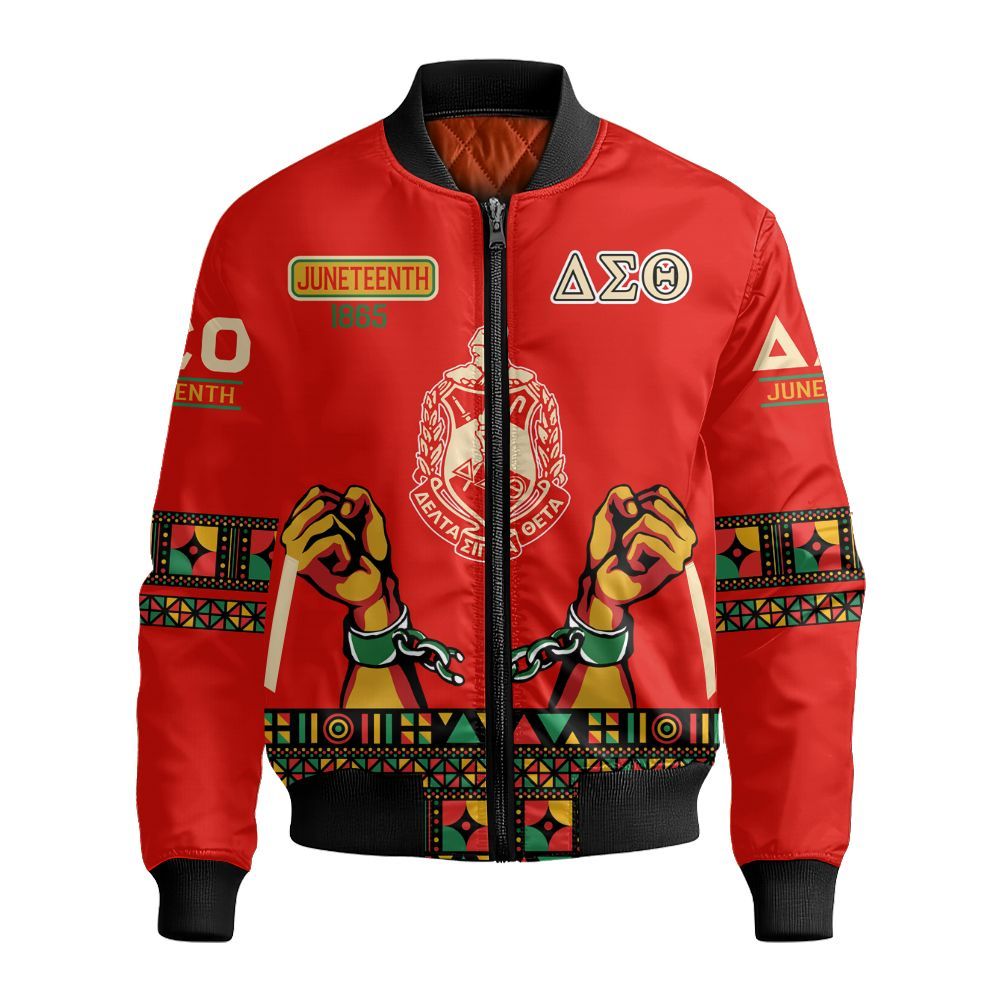 Ireishprint Delta Sigma Theta Shirt, Juneteenth Elephant Hand Sign Shirt Delta Sigma Theta Sorority Bomber Jacket