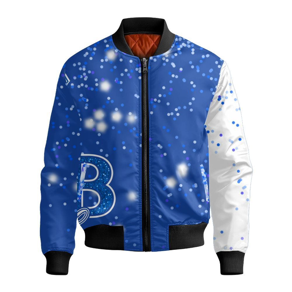 Ireishprint Custom Name Zeta Phi Beta Ceramic Ornament, Blue Duo White Giltter 1920 Sorority Ceramic Xmas Ornament Bomber Jacket