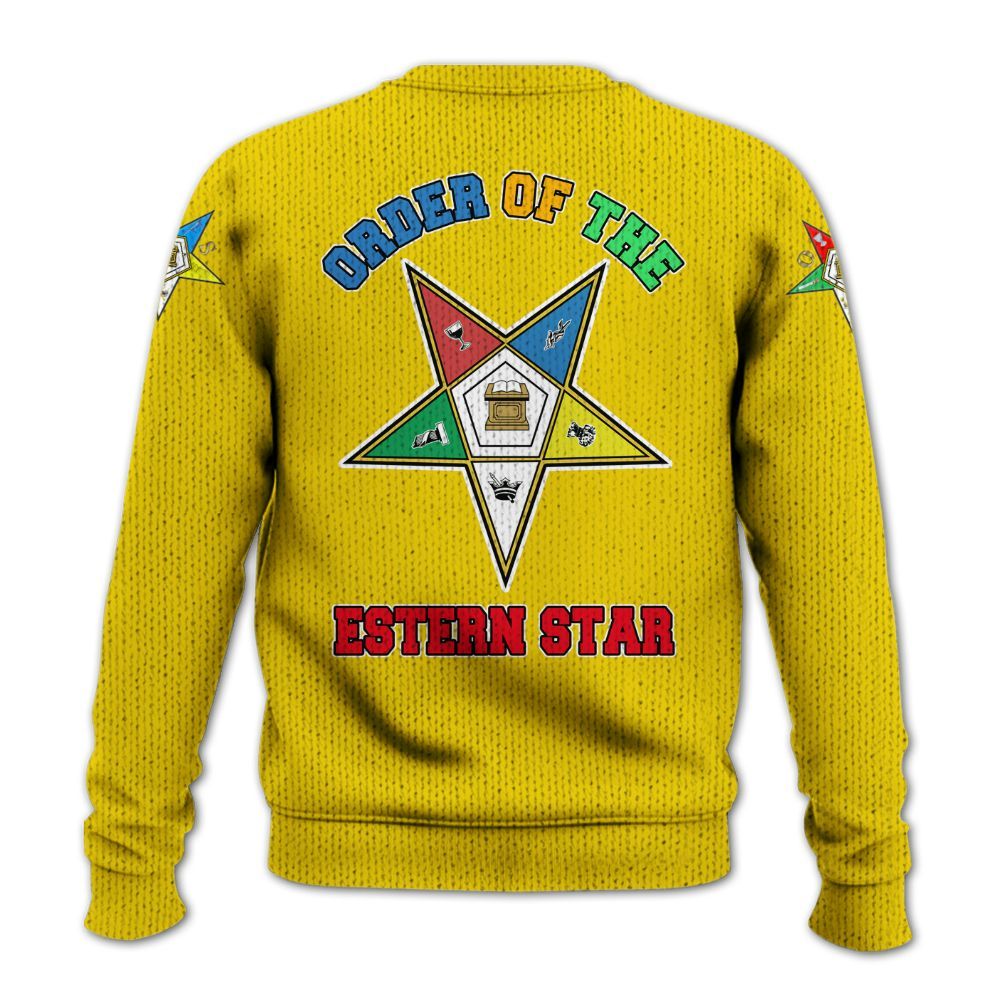 Ireishprint OES Custom Custom Legacy Shirt, Customize Color Block Yellow Order Of The Eastern Star OES Sorority Knitted Sweater