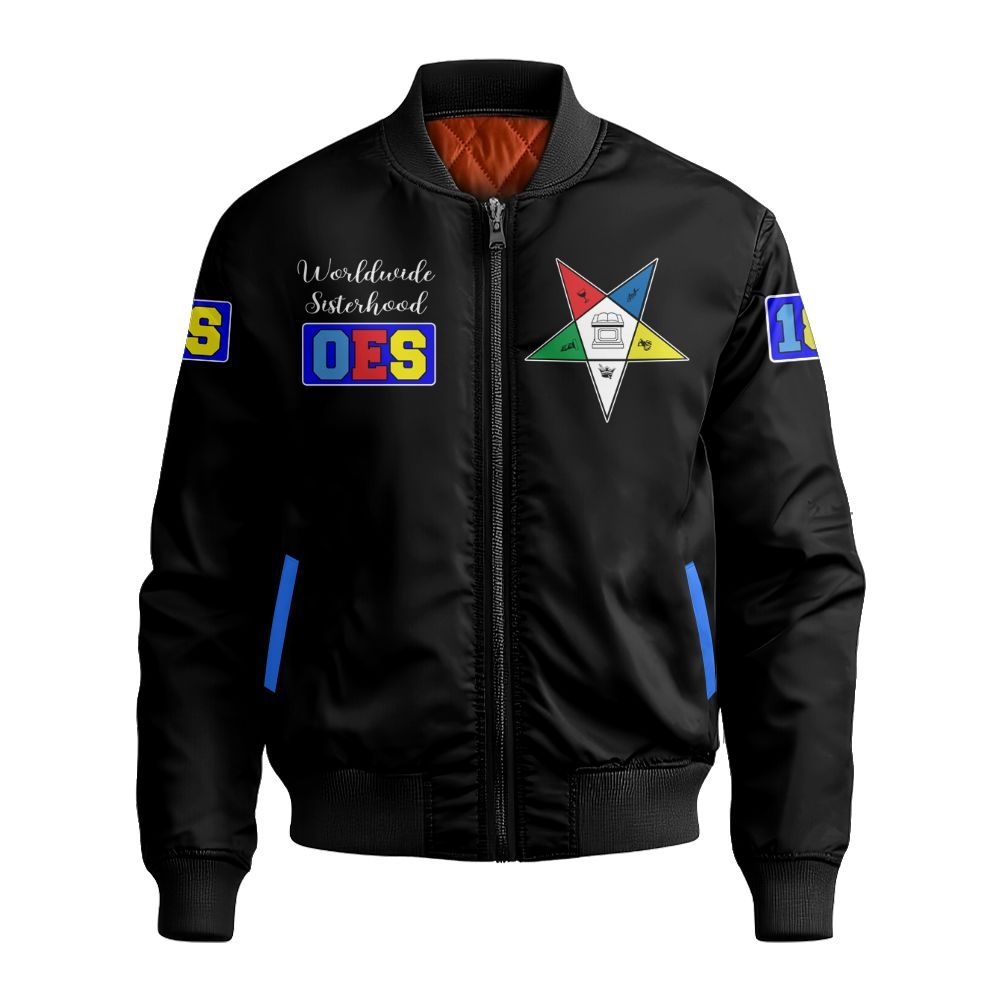 Ireishprint OES Shirt, Black Shield Order Of The Eastern Star OES Shirt Sorority Bomber Jacket