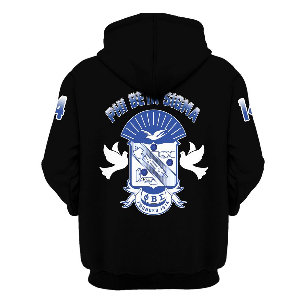 Ireishprint ΦΒΣ Shirt, Dove Black Duo Royal Blue Style 1914 Fraternity Hoodie