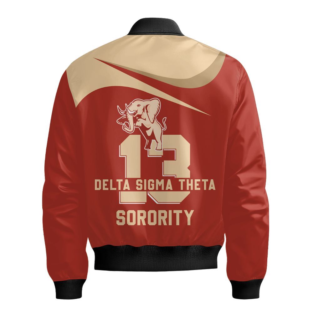Ireishprint Delta Sigma Theta Bomber Jacket, Elephant Delta Sigma Theta Curve Style Sorority Bomber Jacket