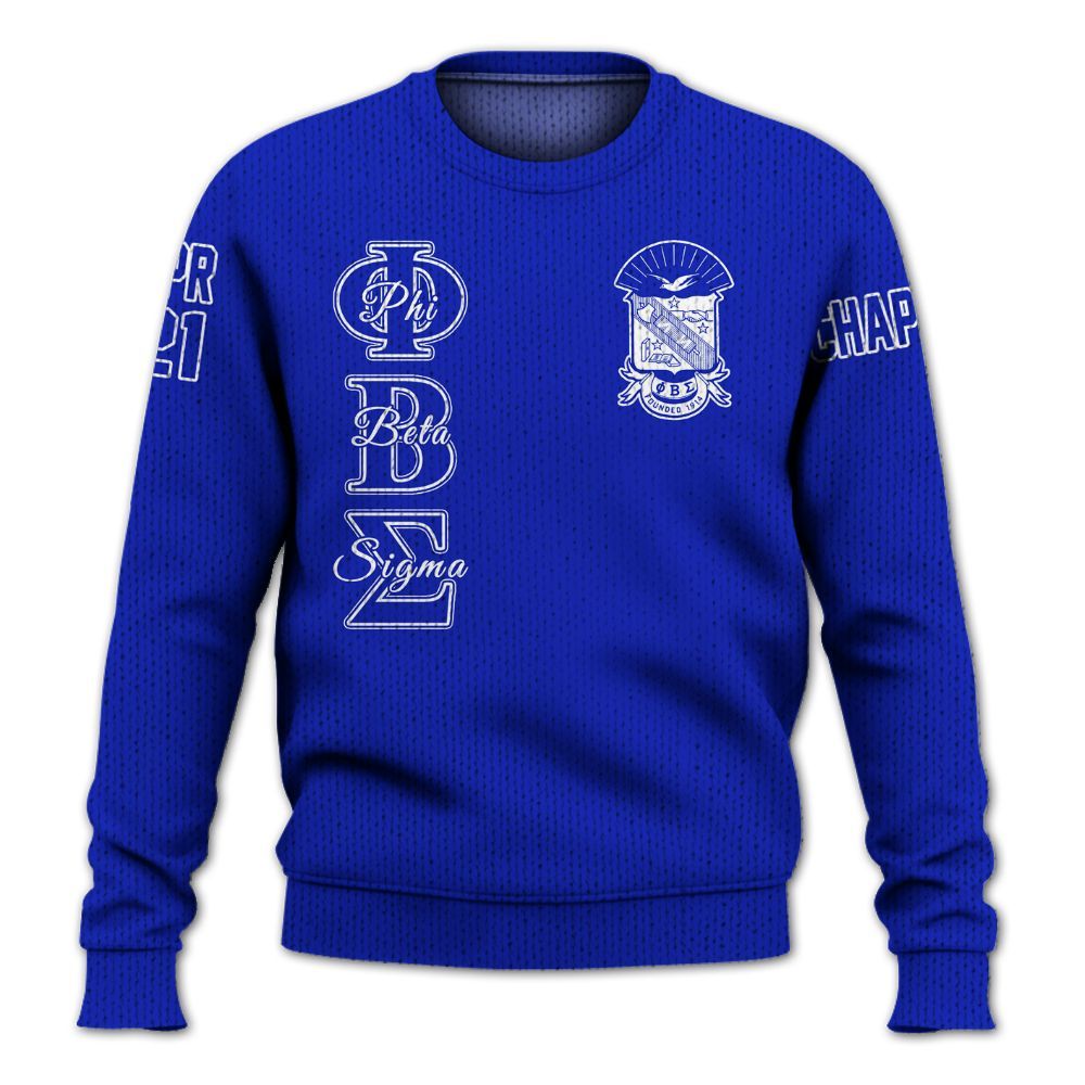 Ireishprint ΦΒΣ Custom Chapter Shirt, Personalized Royal Blue Shirt 1914 Fraternity Knitted Sweater