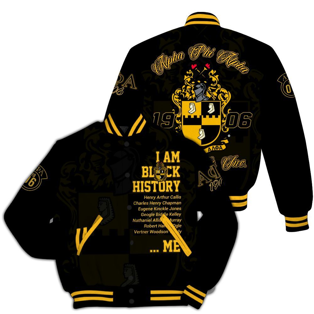 Ireishprint ΑΦΑ Varsity Jacket, Gold Mind ΑΦΑ Fraternity Founder Since 1906 Fraternity Jacket