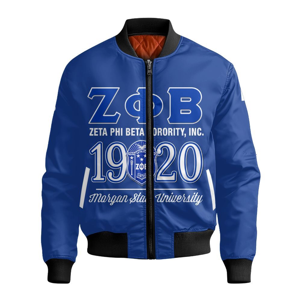 Ireishprint Zeta Phi Beta Custom Probate Line Shirt, Personalized Z-Phi-B Blue Lettered 1920 Sorority Bomber Jacket