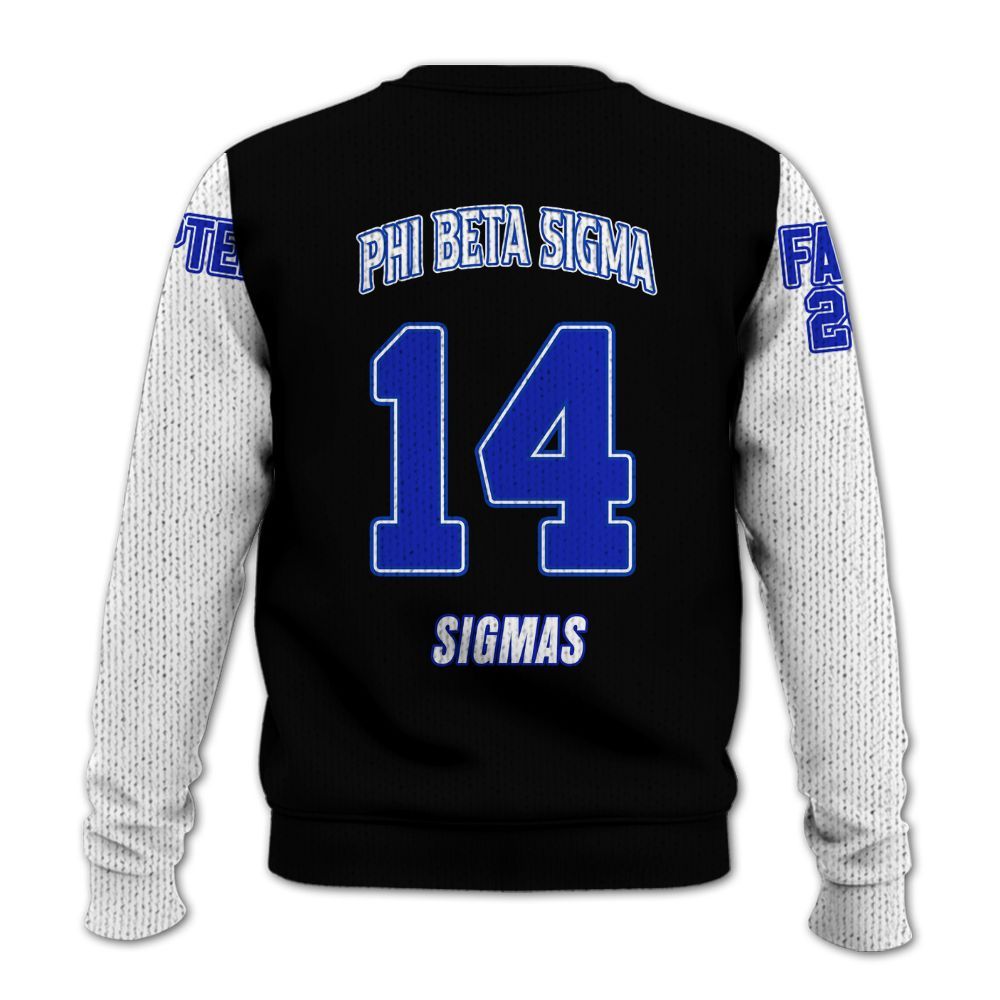 Ireishprint ΦΒΣ Custom Chapter Shirt, Personalized Black White Sleeve 1914 Fraternity Knitted Sweater