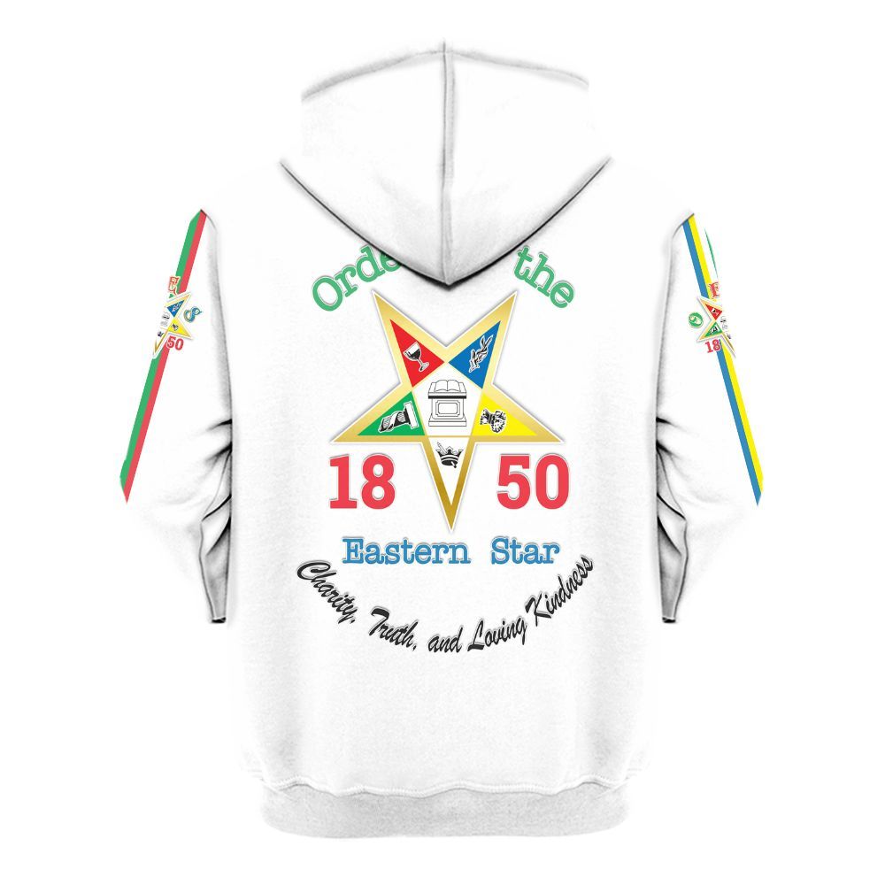 Ireishprint OES Custom Legacy Shirt, White Multicolor Line Emblem Order Of The Eastern Star OES Hoodie