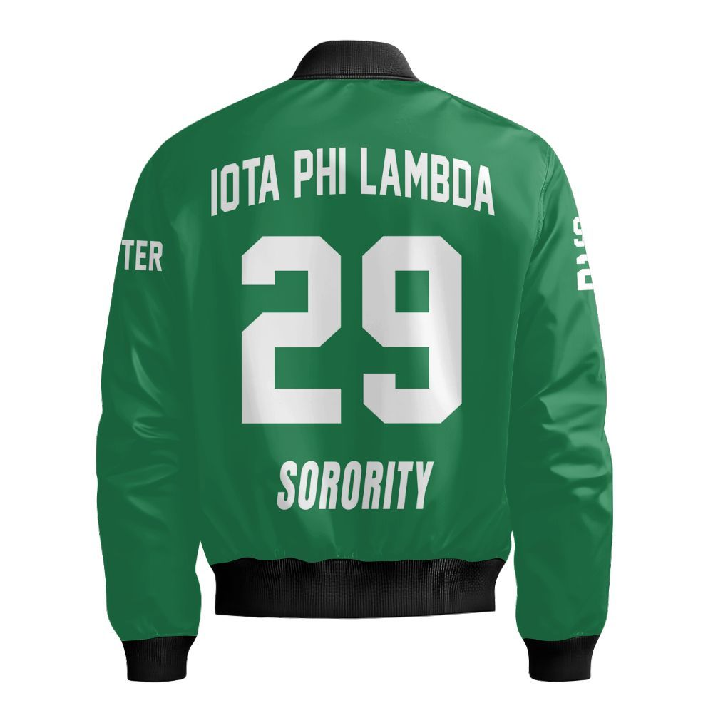 Ireishprint Iota Phi Lambda Custom Line Crossing Jacket, Personalized Your Own Line Jacket Iota Phi Lambda Sorority Bomber Jacket