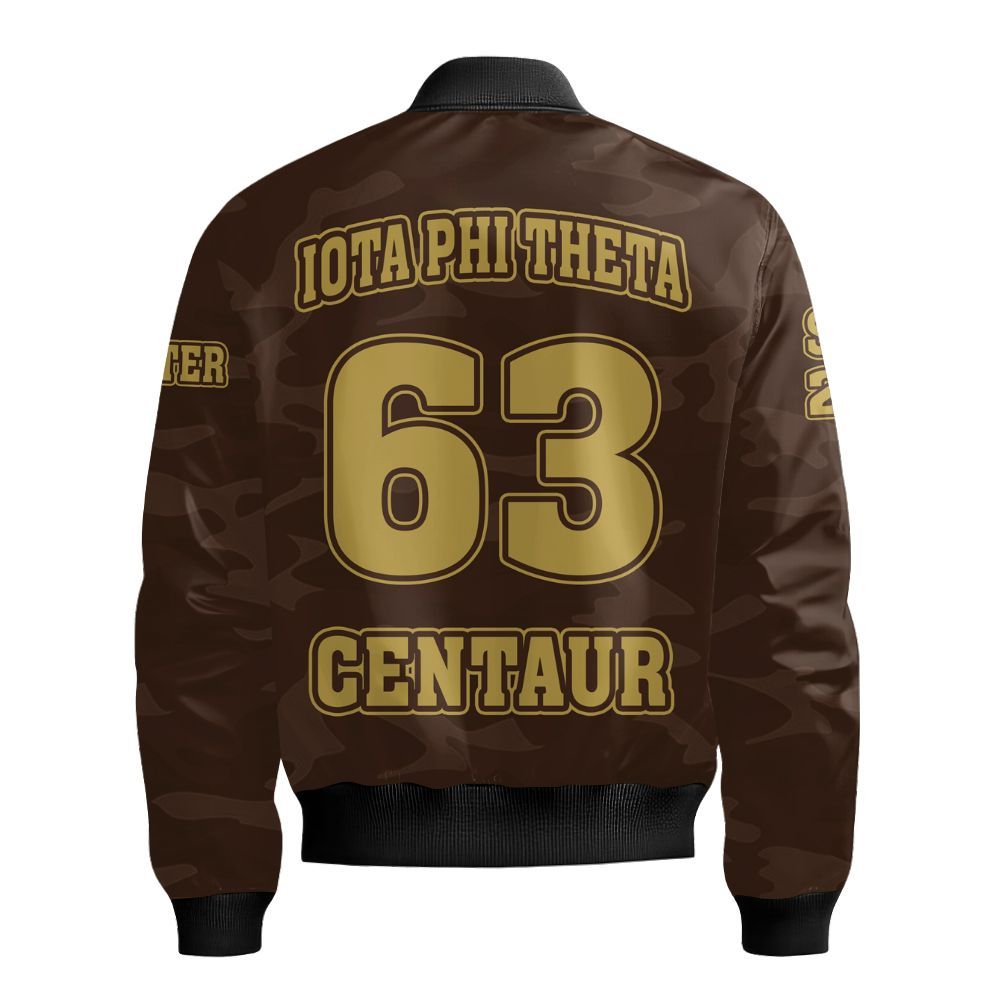 Ireishprint Iota Phi Theta Custom Chapter Shirt, Personalized Camo Style Charcoal Brown Shirt Iota Phi Theta Fraternity Bomber Jacket