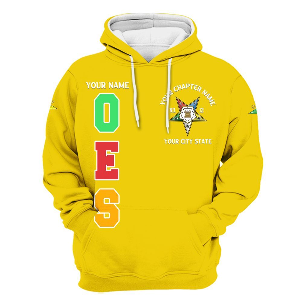 Ireishprint OES Custom Custom Legacy Shirt, Customize Color Block Yellow Order Of The Eastern Star OES Hoodie