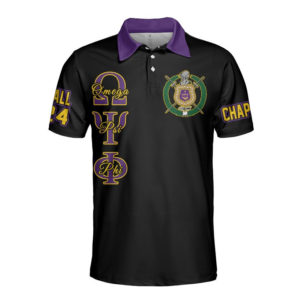 Ireishprint ΩΨΦ Custom Chapter Polo Shirt, Personalized Black Shirt ΩΨΦ Fraternity Polo Shirt