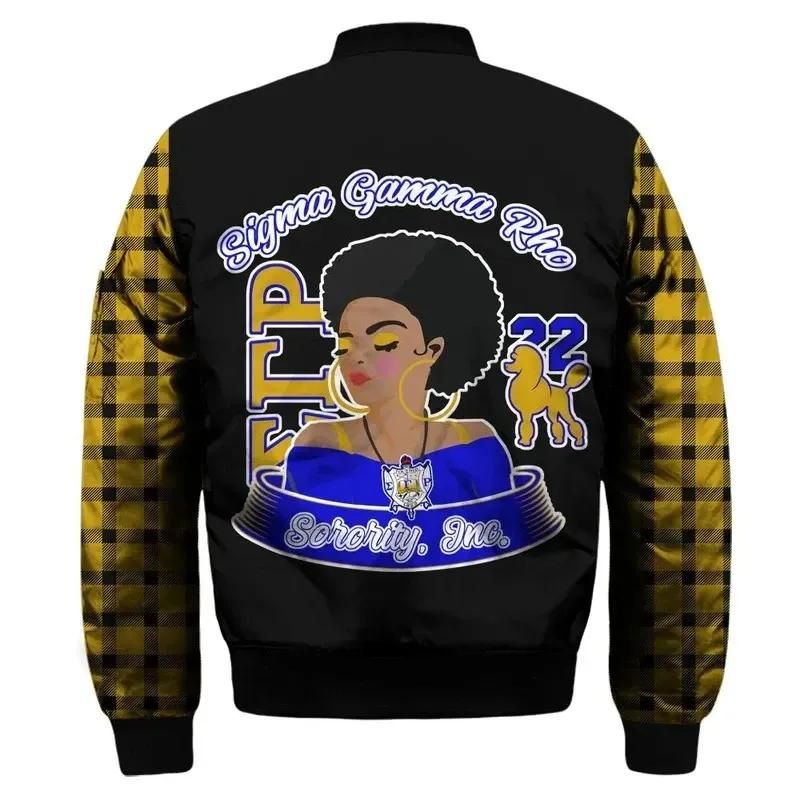 Africa Zone Jacket - Sigma Gamma Rho Girl Blade Sleeve Zip Bomber Jacket J5