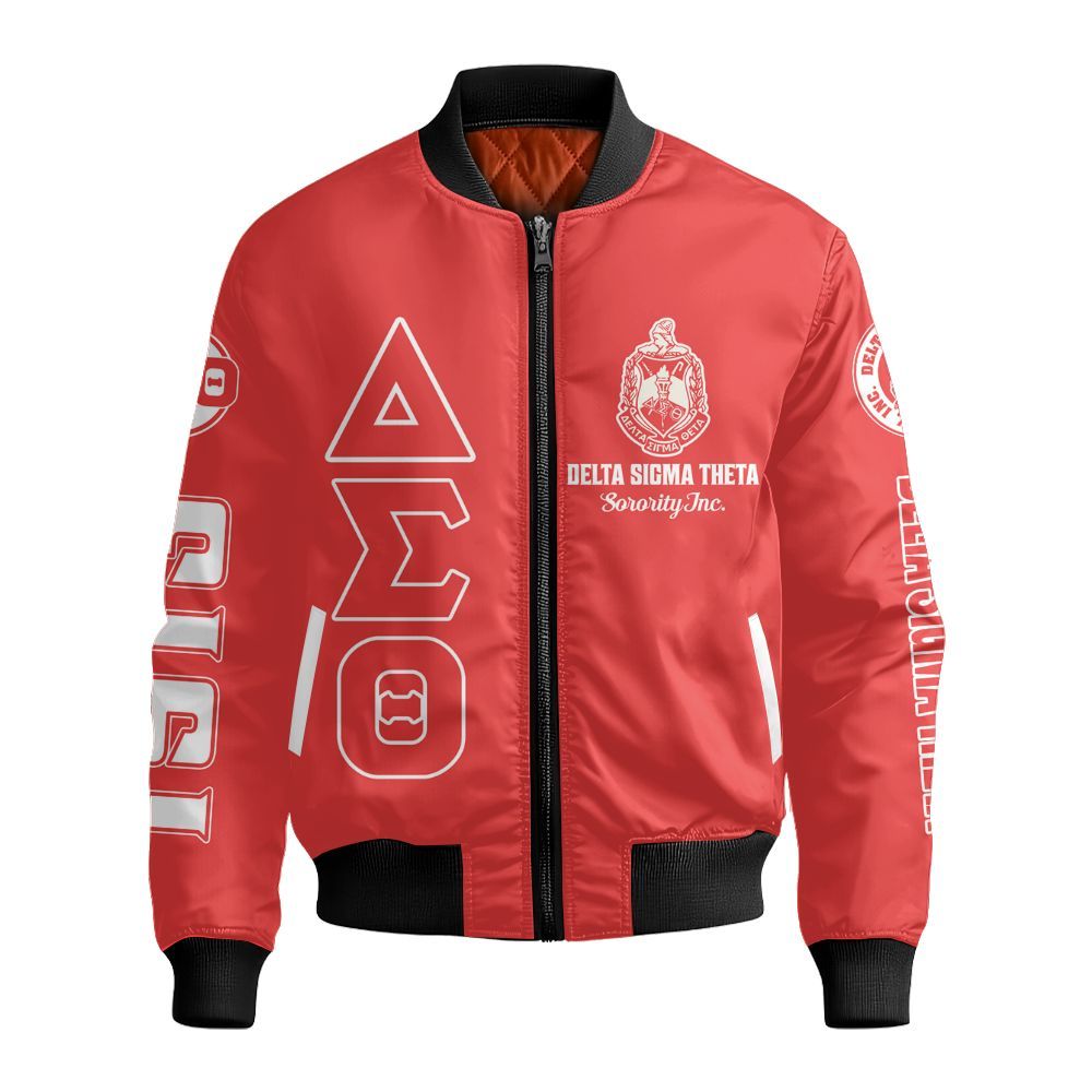 Ireishprint Delta Sigma Theta Off Shoulder Sweatshirt, Racing Style Delta Sigma Theta Sisterhood Sorority Bomber Jacket