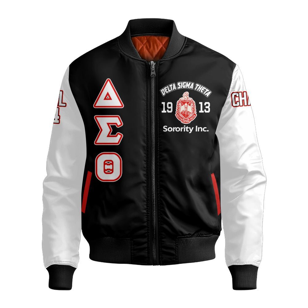 Ireishprint Delta Sigma Theta Custom Chapter Cardigan, Delta Sigma Theta Retro Style White Cardigan 1913 Sorority Bomber Jacket