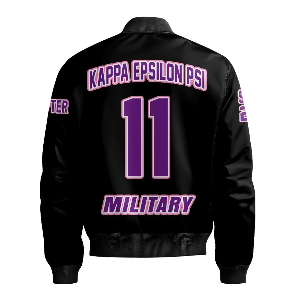 Ireishprint Kappa Epsilon Psi Military Custom Chapter Varsity Jacket, Personalized Black Varsity Jacket Kappa Epsilon Psi Military Sorority Bomber Jacket