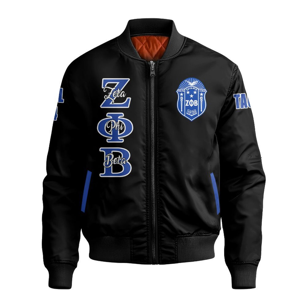 Ireishprint Zeta Phi Beta Custom Chapter Crop Shirt, Personalized Black Shirt Zeta Phi Beta Sorority Bomber Jacket