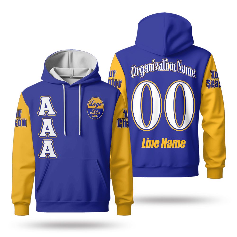 Custom Chapter Hoodie, Sigma Gamma Rho RHoyal Blue Gold Sleeve Sisterhood 1922 Sorority Hoodie