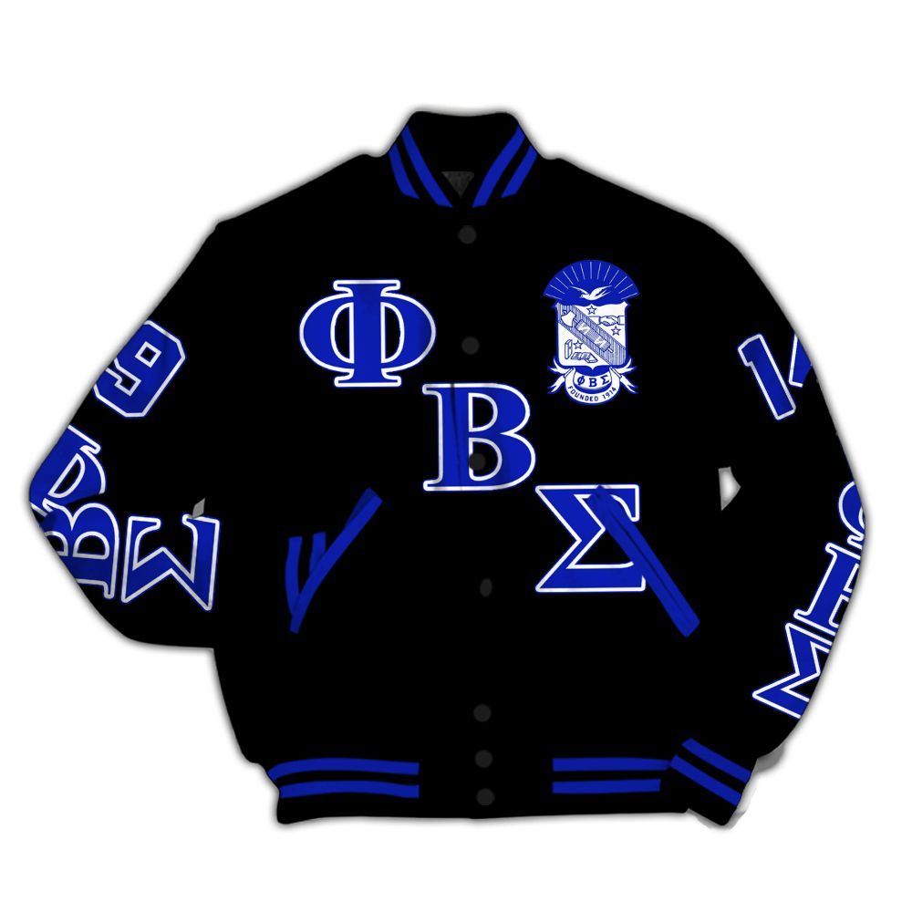 Ireishprint ΦΒΣ Varsity Jacket, Dove Black Royal Blue Jacket 1914 Fraternity Jacket