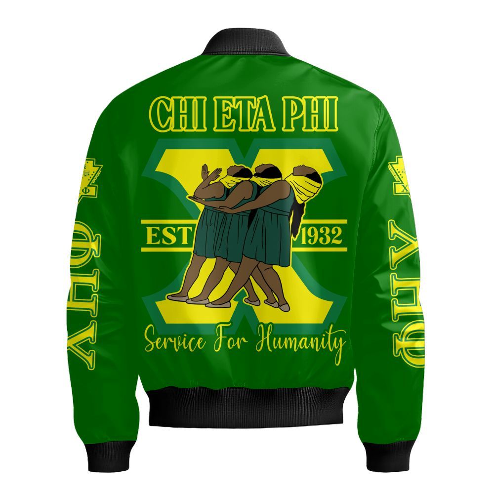 Ireishprint Chi Eta Phi Crossing Jacket, Service For Humanity Jacket Chi Eta Phi Sorority Bomber Jacket