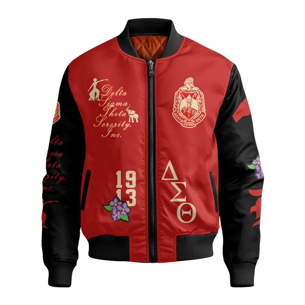 Ireishprint Delta Sigma Theta Varsity Jacket, Crimson Red Delta Legacy Jacket 1913 Sorority Bomber Jacket